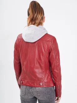 Silene hood - Blouson cuir capuche femme