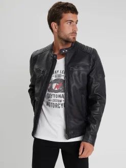 Stirling - Blouson cuir motard homme