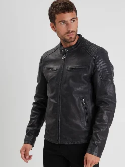 Stirling - Blouson cuir motard homme