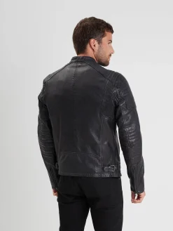 Stirling - Blouson cuir motard homme