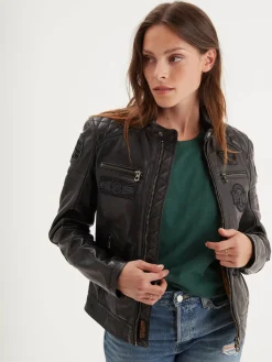 Walkora - Blouson moto vintage femme