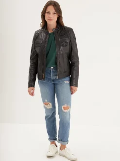 Walkora - Blouson moto vintage femme