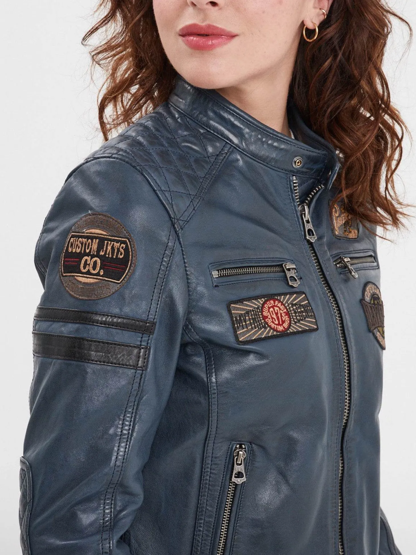 Walkora - Blouson moto vintage femme