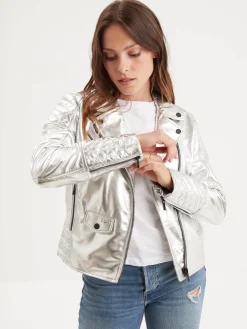 Walsall - Blouson cuir argenté