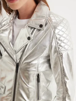 Walsall - Blouson cuir argenté
