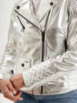 Walsall - Blouson cuir argenté
