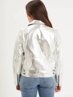 Walsall - Blouson cuir argenté