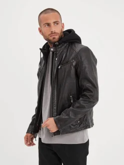 Winstoner - Blouson a capuche cuir
