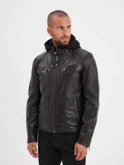 Winstoner - Blouson a capuche cuir