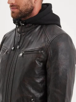 Winstoner - Blouson a capuche cuir