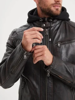 Winstoner - Blouson a capuche cuir