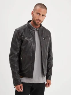 Winstoner - Blouson a capuche cuir