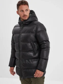 Withmire - Doudoune longue cuir homme