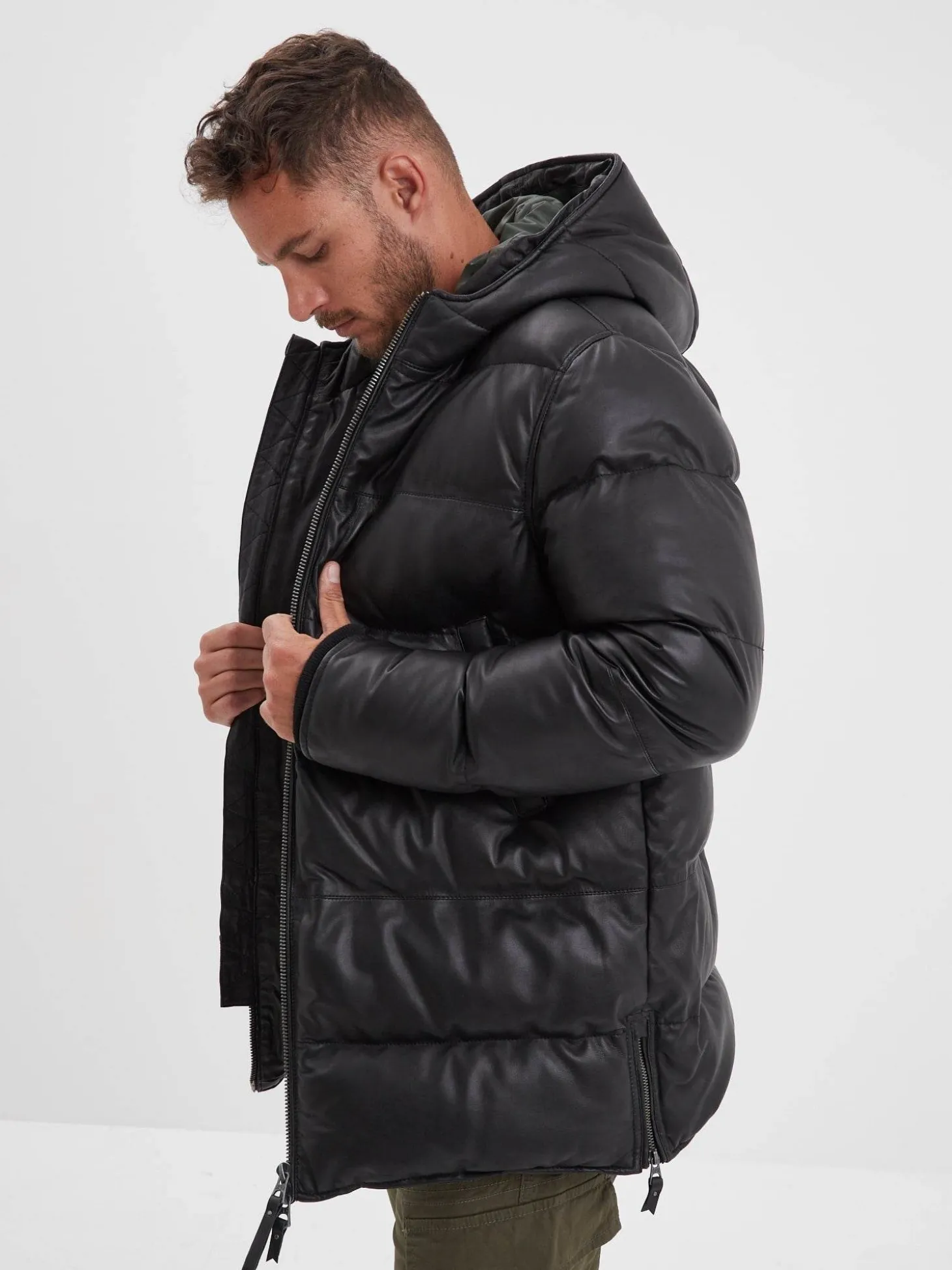 Withmire - Doudoune longue cuir homme